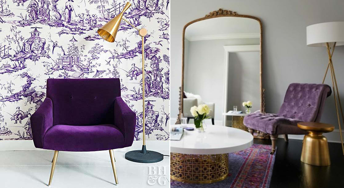 Mobiliario color violet para el diseño de interiores
